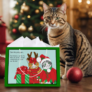 Funny Christmas Cats Costumes Holiday Humor Large Gift Bag