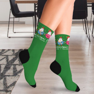 Funny Christmas Cats I Monogram Christmas Party Socks
