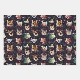 Funny Christmas Cats in Space | with Custom Photos Wrapping Paper ...