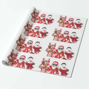 Funny Christmas Characters Holiday Festive Wrapping Paper