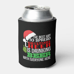 Funny Christmas Cheer Beer Drinking Holiday Spirit Can Cooler