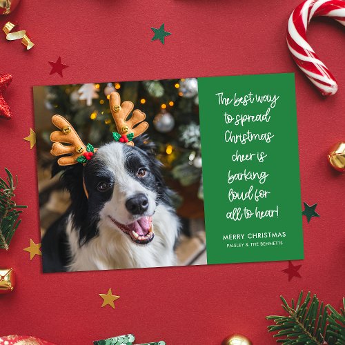Funny Christmas Cheer Dog Photo Holiday Card