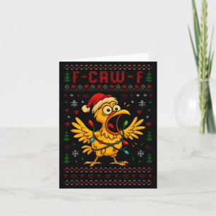 Funny Christmas Chicken F-caw-f Rooster Meme Humor Card