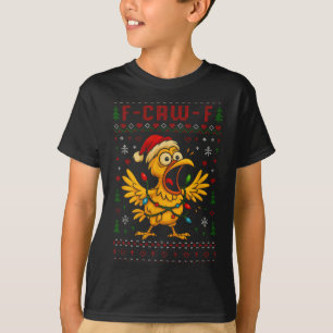 Funny Christmas Chicken F-caw-f Rooster Meme Humor T-Shirt