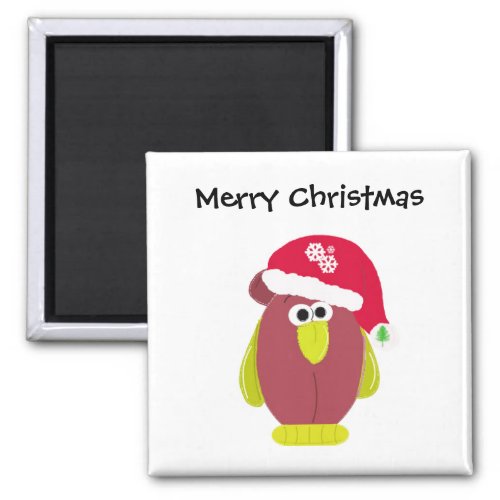 Funny Christmas Chicken in a Santa Hat Magnet