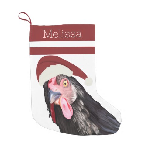 Funny Christmas Chicken Red Stripes Small Christmas Stocking
