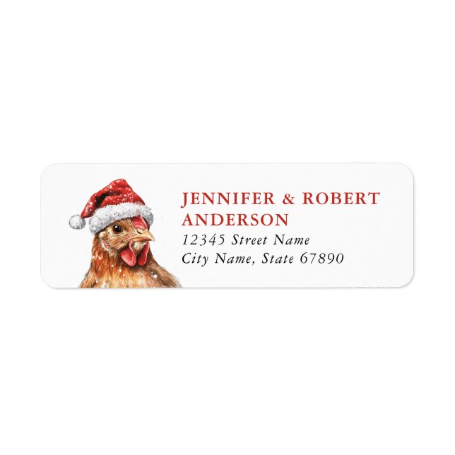 Funny Christmas Chicken Return Address Labels (Front)