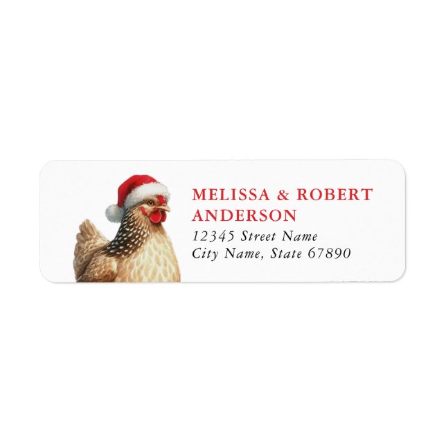 Funny Christmas Chicken Return Address Labels (Front)