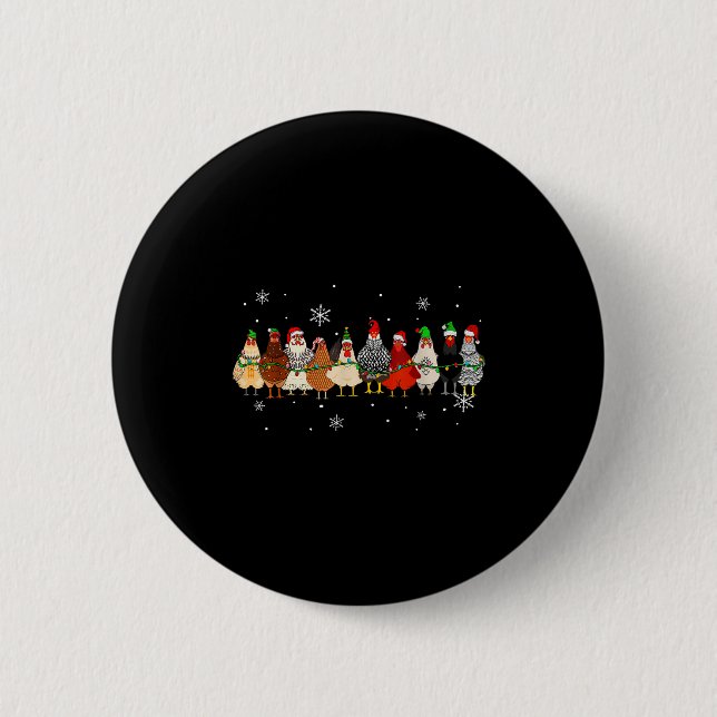 Funny Christmas Chickens Xmas Chicken Farm Animals Button (Front)