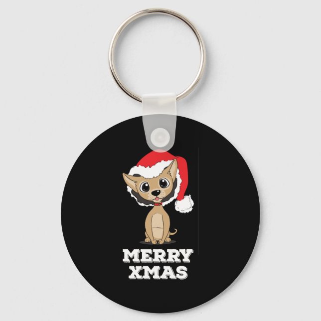 Funny Christmas Chihuahua product - perfect Keychain (Front)