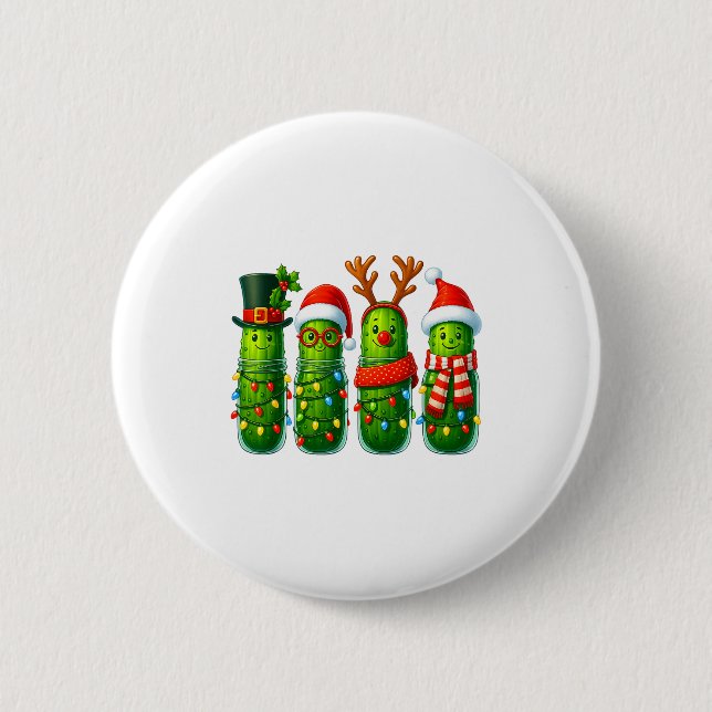 Funny Christmas Ckles With Santa Hats And Lights  Button (Front)