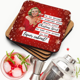 Funny Christmas Coaster Best Friend Liquor Cabinet