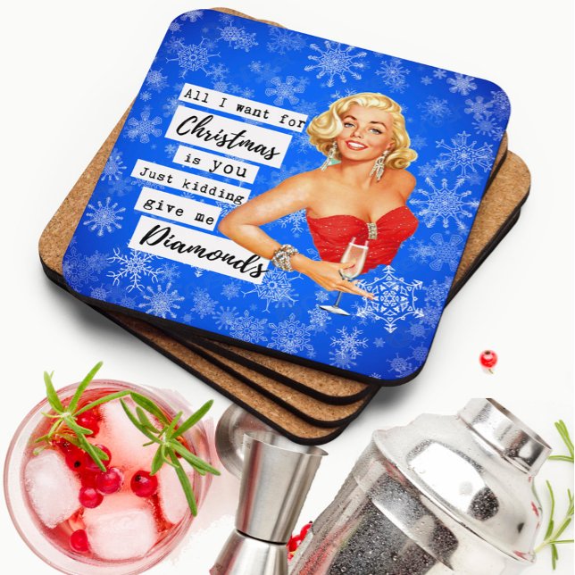 Funny Christmas Coaster Retro Best Friend Diamonds (Creator Uploaded)