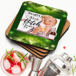 Funny Christmas Coaster Retro Best Friend Santa