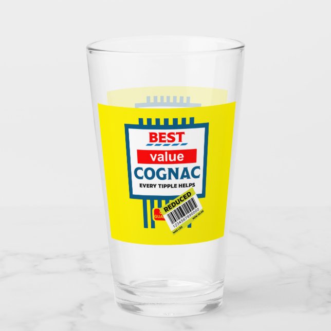 Funny Christmas Cognac Label Glass (Front)