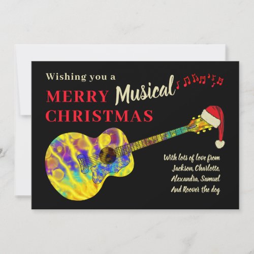 Funny Christmas Colorful Guitar Personalized Holiday Card