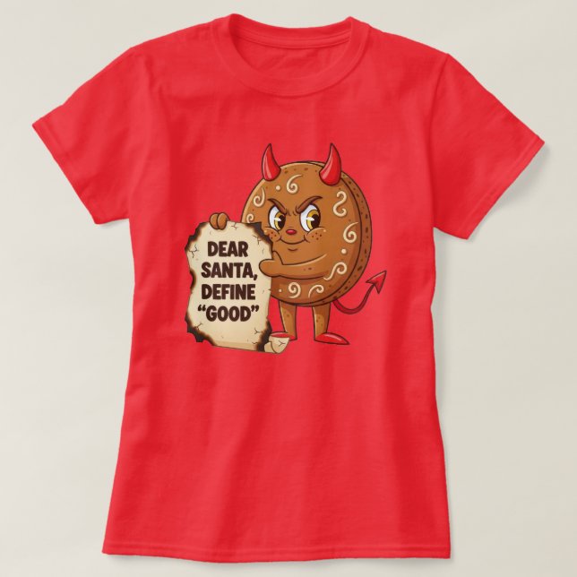 Funny Christmas Cookie Character T-Shirt (Design Front)