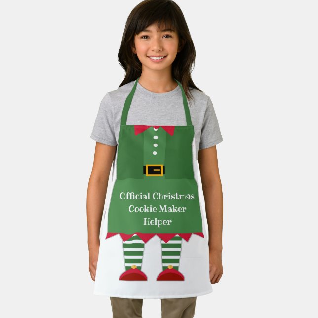 Funny Christmas Cookie Maker Helper Elf Green Red  Apron (Insitu)