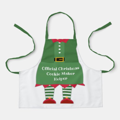 Funny Christmas Cookie Maker Helper Elf Green Red  Apron