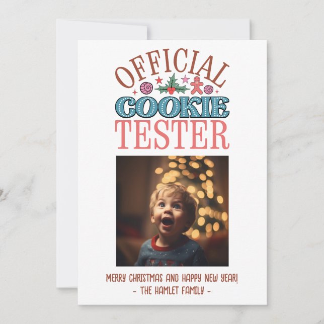 Funny Christmas Cookie Tester Holiday Card (Front)