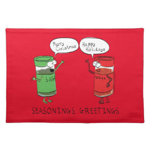 Funny Christmas Cooking Spices Cloth Placemat