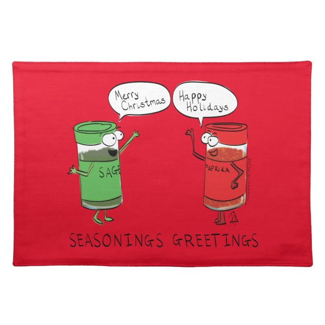 Funny Christmas Cooking Spices Cloth Placemat (Front)