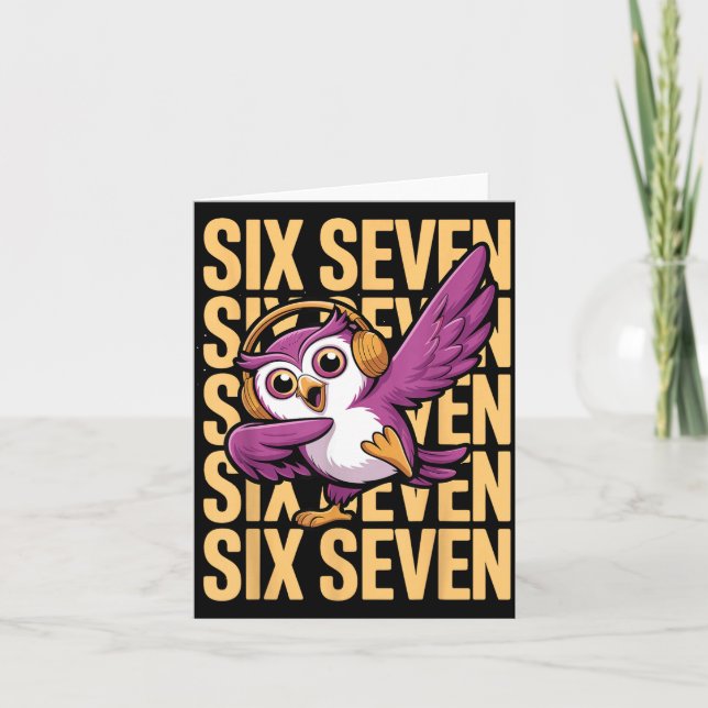 Funny Christmas Cool Owl Dabbing Xmas Dab Six Seve Card (Front)