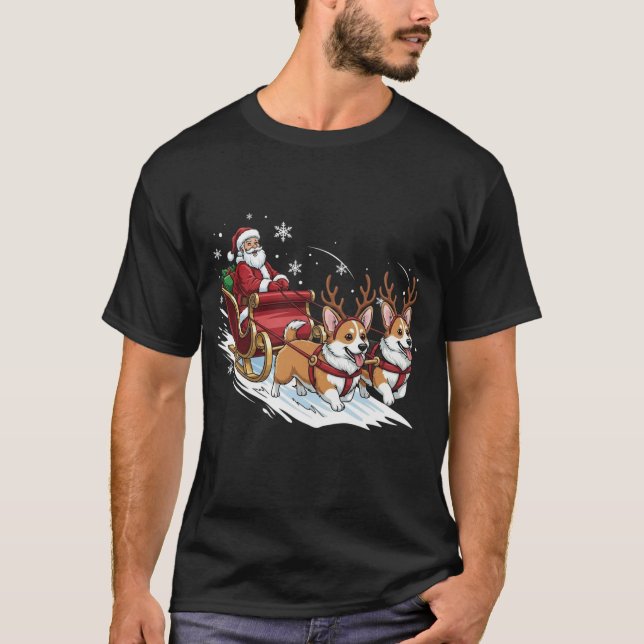 Funny Christmas Corgi Dogs Lover Xmas T-Shirt (Front)