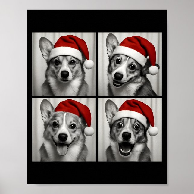 Funny Christmas Corgi Santa Dog Lover Photo Booth  Poster (Front)