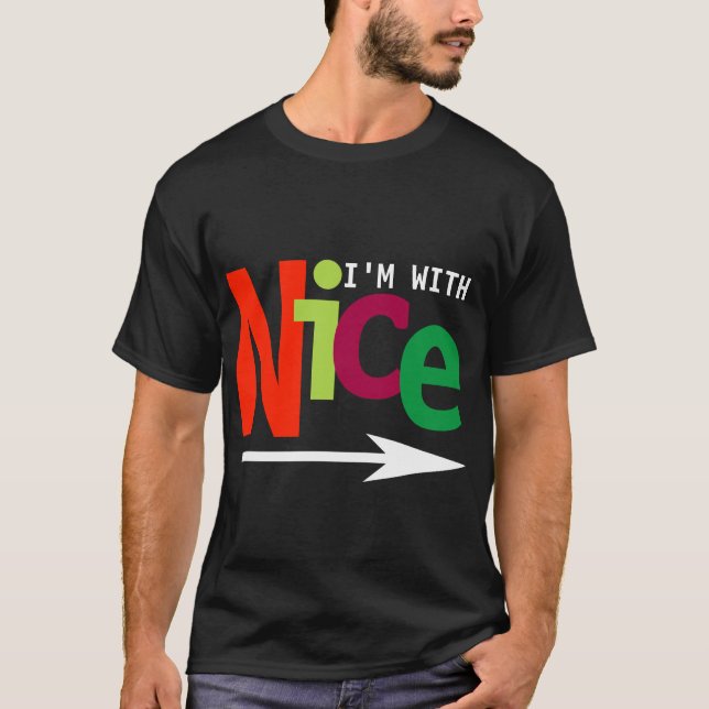 Funny Christmas Couple Matching Naughty & Nice #2 T-Shirt (Front)