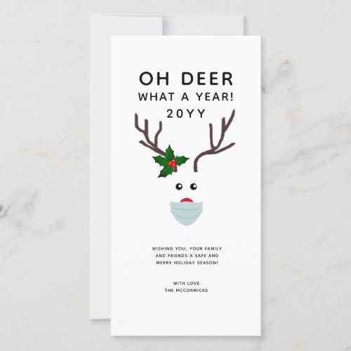 Funny Christmas Covid Face Mask Reindeer Holiday Card