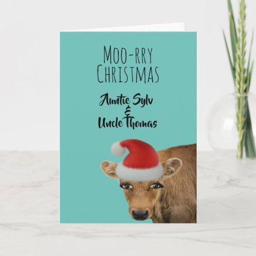 Funny Christmas Cow Auntie  Uncle Card