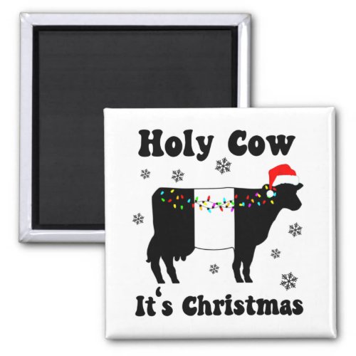 Funny Christmas Cow Belted Galloway Beltie Gift Magnet