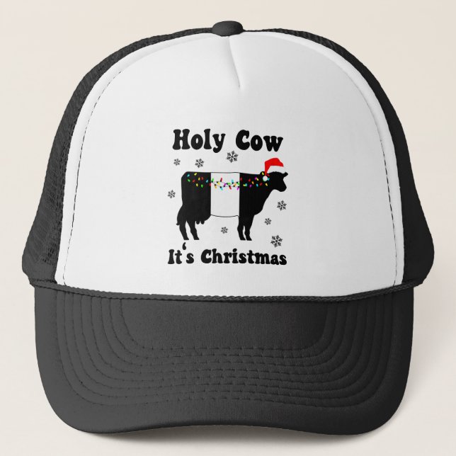 Funny Christmas Cow Belted Galloway Beltie Gift Trucker Hat (Front)