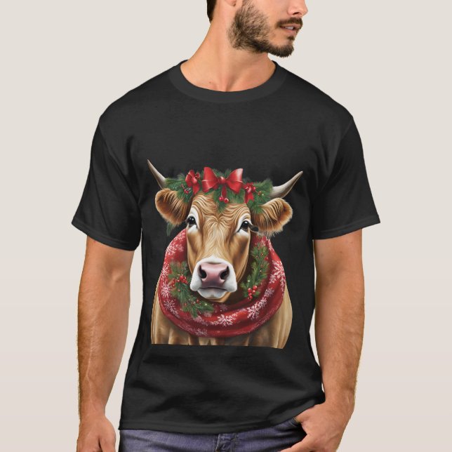funny christmas cow brown T-Shirt (Front)