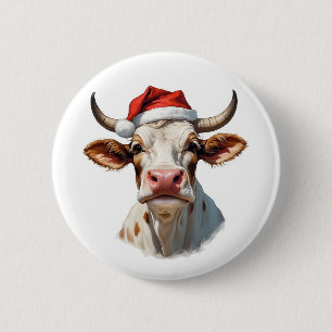 funny christmas cow button