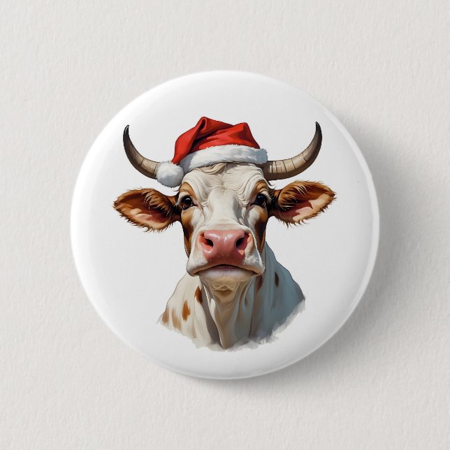 funny christmas cow  button (Front)