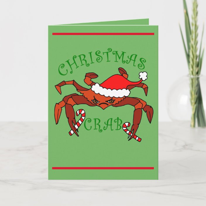 Funny Christmas Crab Santa Crab Holiday Humor Card