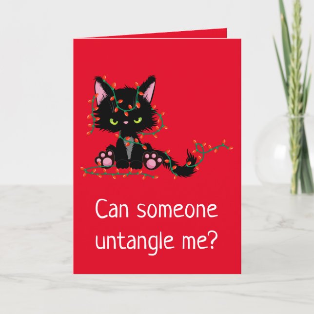 Funny Christmas Cranky Cat Card (Front)