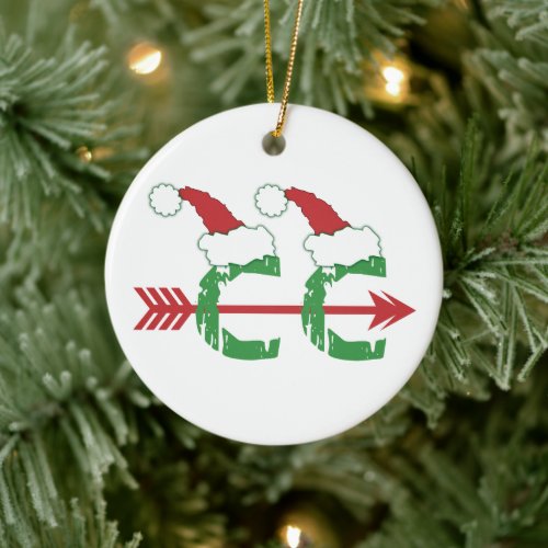 Funny Christmas  Cross Country Running 2_sided Ceramic Ornament