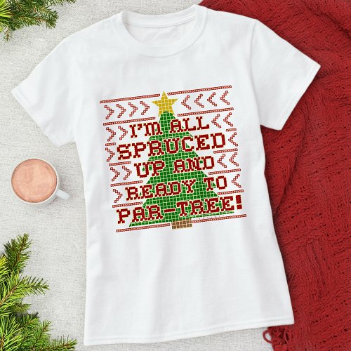 Funny Christmas Cross Stitch Spruce Tree Tacky Pun T_Shirt