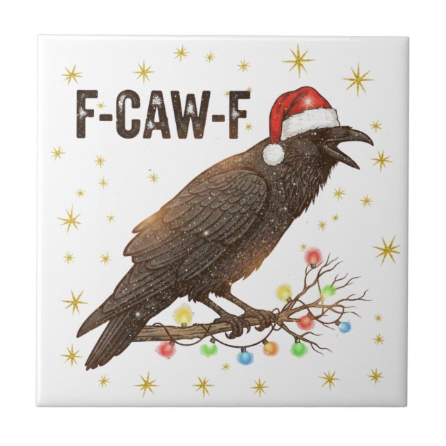 Funny Christmas Crow Raven F-CAW- F Ceramic Tile (Front)