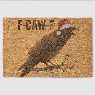 Funny Christmas Crow Raven F-CAW- F Fiber Doormat
