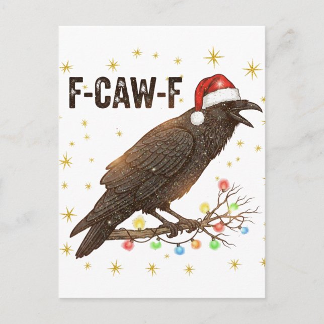 Funny Christmas Crow Raven F-CAW- F Postcard (Front)