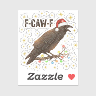Funny Christmas Crow Raven F-CAW- F Sticker