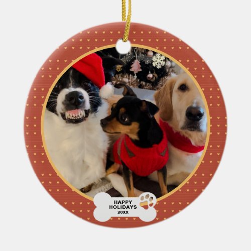 Funny Christmas Custom Pet Photo  Ceramic Ornament