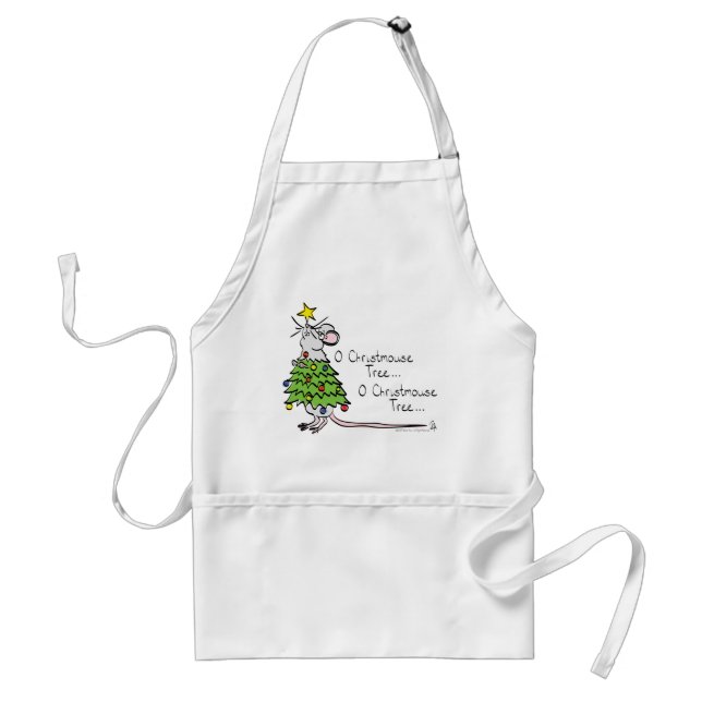 Funny Christmas Cute Mouse Tree Cartoon Adult Apron (Front)