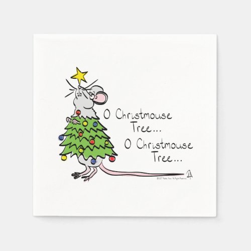 Funny Christmas Cute Mouse Tree Cartoon Napkins