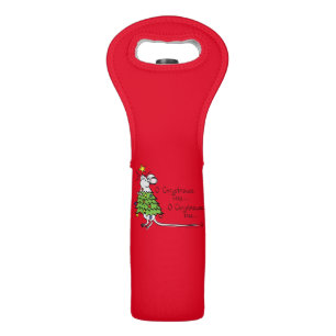 Funny Christmas Cute Mouse Tree Cartoon Wine Bag