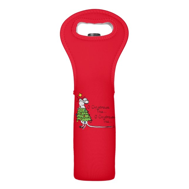 Funny Christmas Cute Mouse Tree Cartoon Wine Bag (Front)